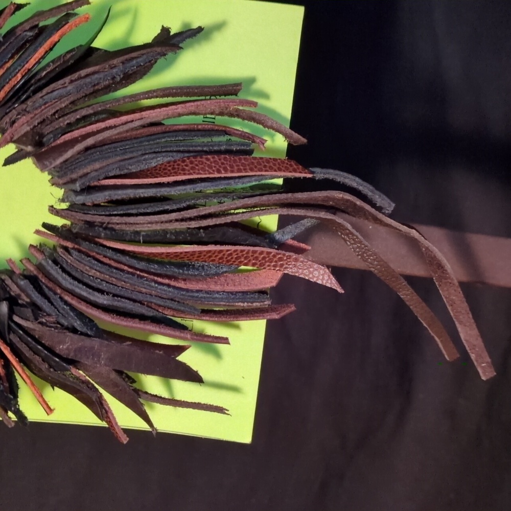 Boho Handmade Genuine Leather FRINGE Statement Necklace-Brown 013 - Picture 3 of 9